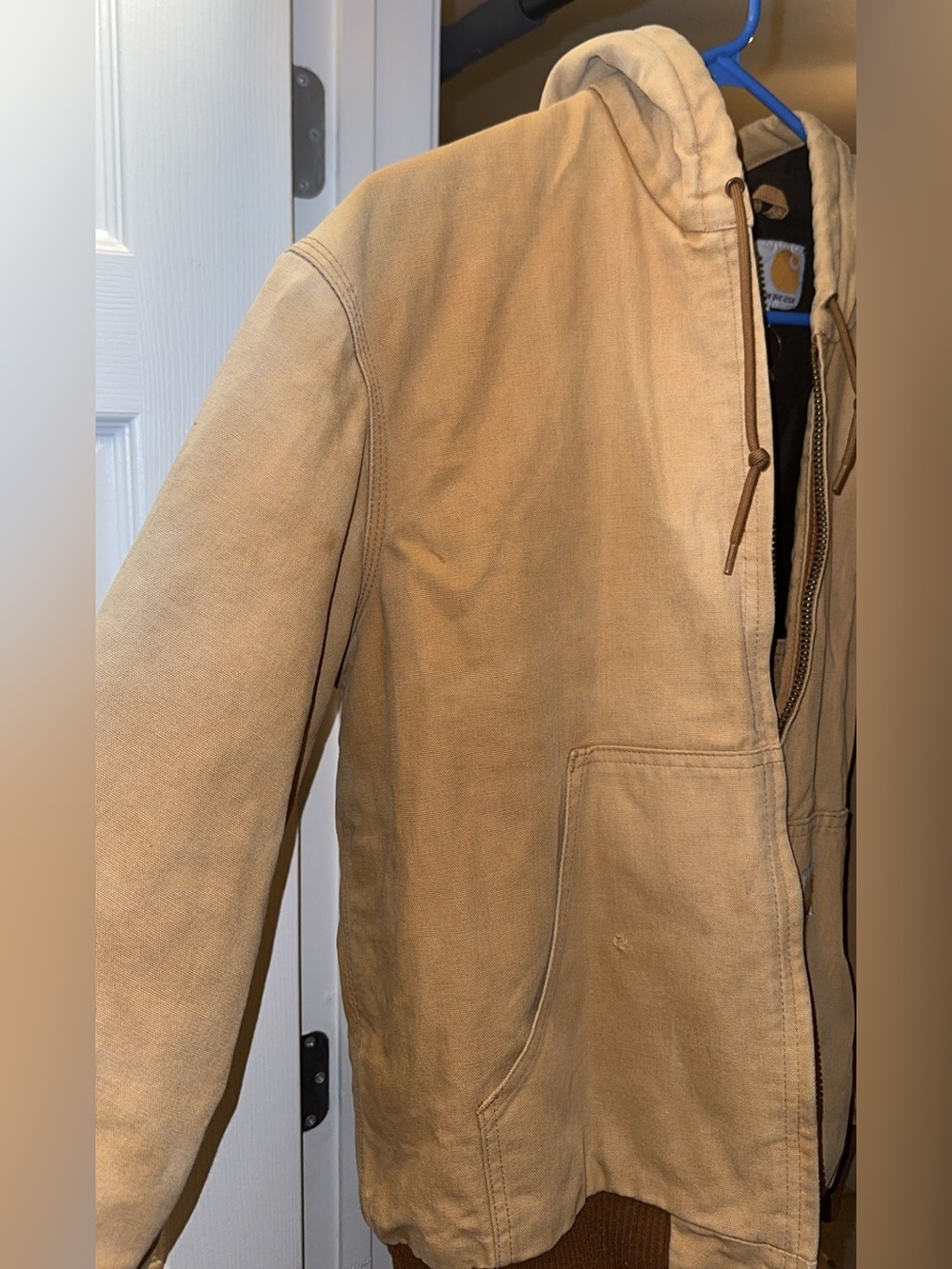 Carhartt Men’s Hooded Work Jacket in Sandstone Tan Size L